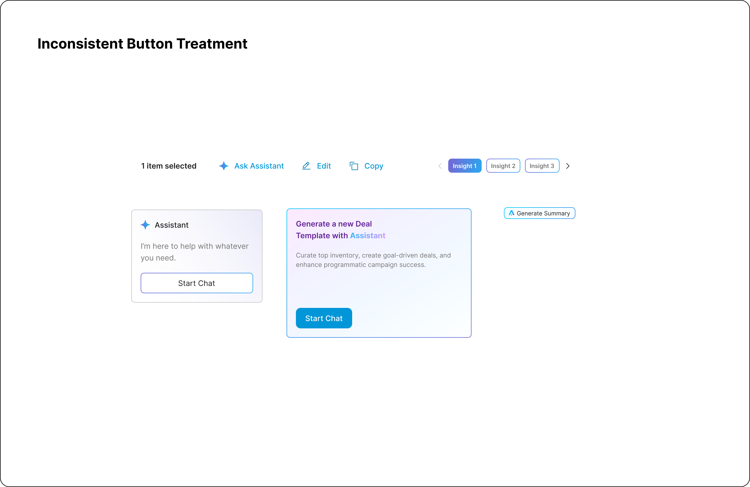 Inconsistent button patterns