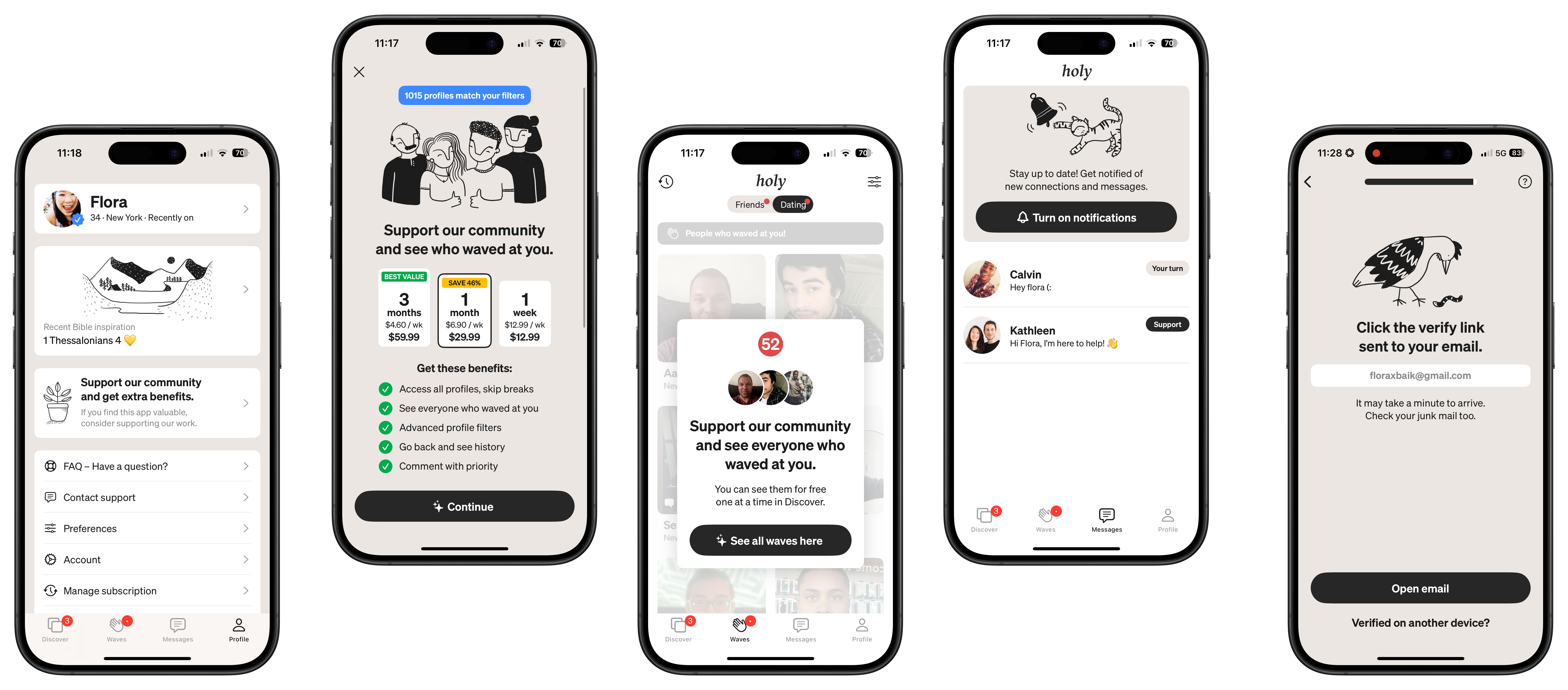 UY app mobile screens